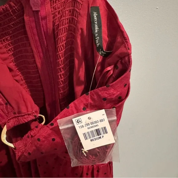 NWT Abercrombie & Fitch Strapless Cutout Maxi Dress in Plum Dot, Size MP - Picture 9 of 13